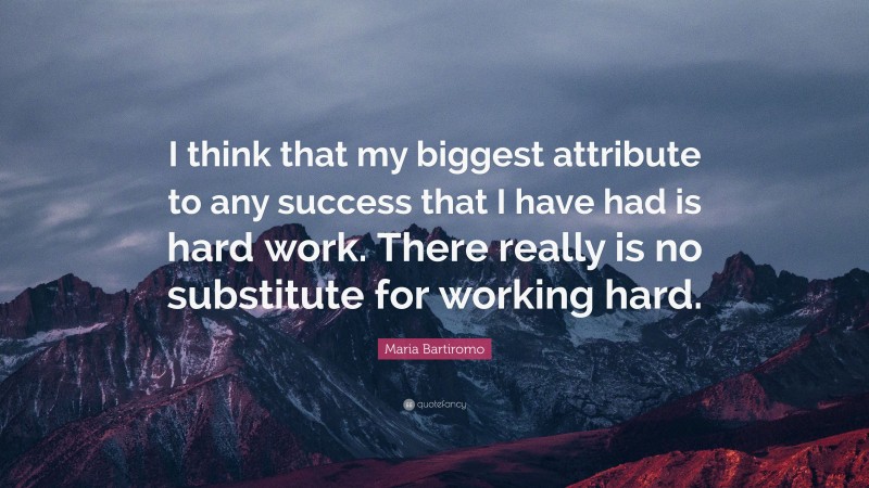 Maria Bartiromo Quote: “I think that my biggest attribute to any success that I have had is hard work. There really is no substitute for working hard.”