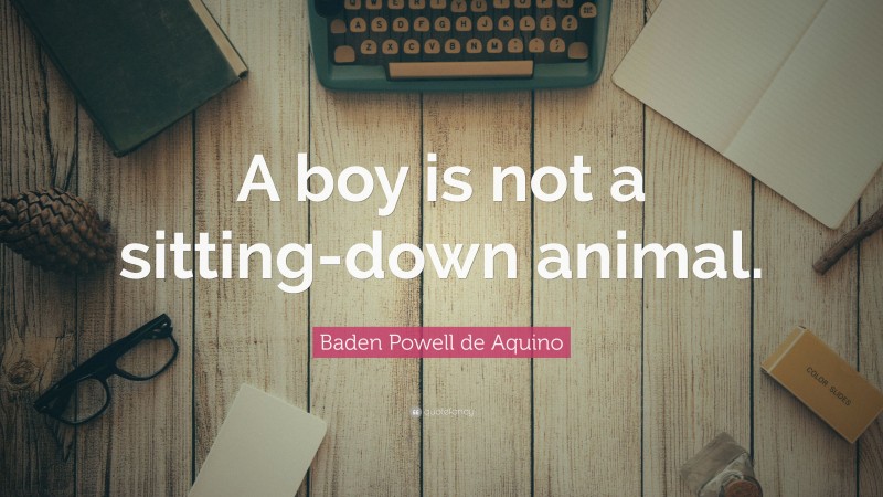 Baden Powell de Aquino Quote: “A boy is not a sitting-down animal.”