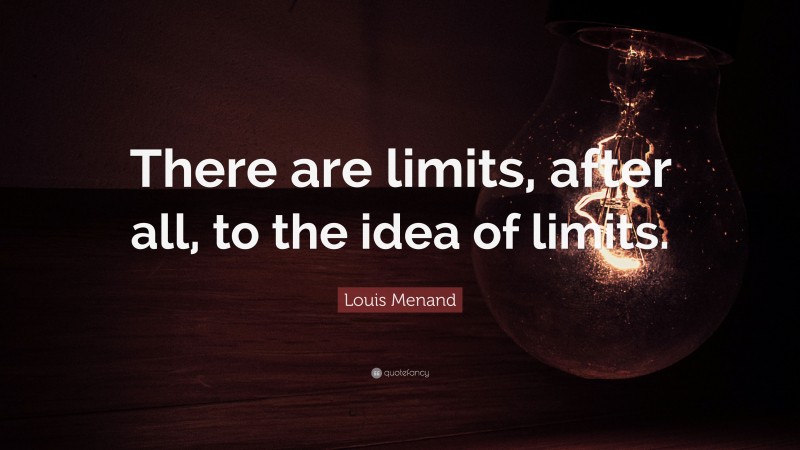 Louis Menand Quote: “There are limits, after all, to the idea of limits.”