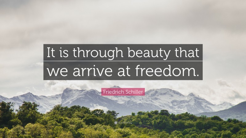 Friedrich Schiller Quote: “It is through beauty that we arrive at freedom.”