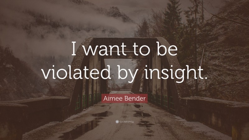 Aimee Bender Quote: “I want to be violated by insight.”