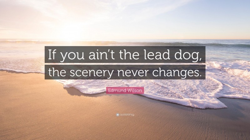 Edmund Wilson Quote: “If you ain’t the lead dog, the scenery never changes.”