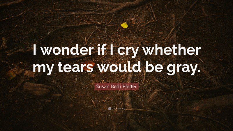 Susan Beth Pfeffer Quote: “I wonder if I cry whether my tears would be gray.”