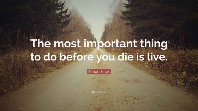 Simon Sinek Quote: “The most important thing to do before you die is live.”