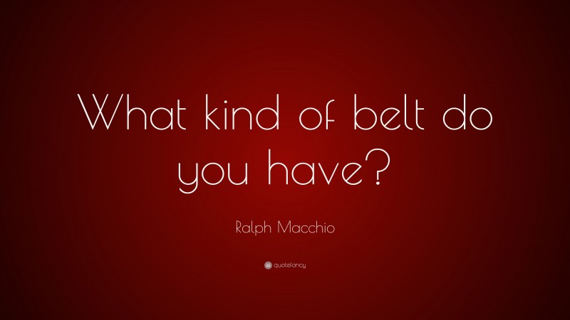 Ralph Macchio Quote: “What kind of belt do you have?”