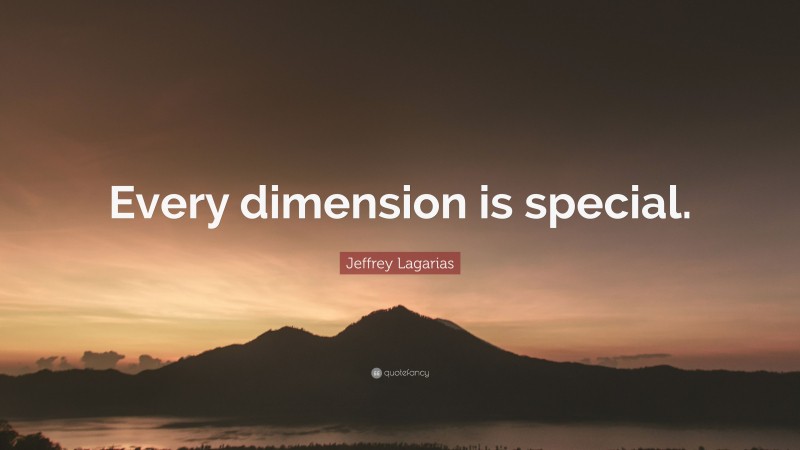 Jeffrey Lagarias Quote: “Every dimension is special.”