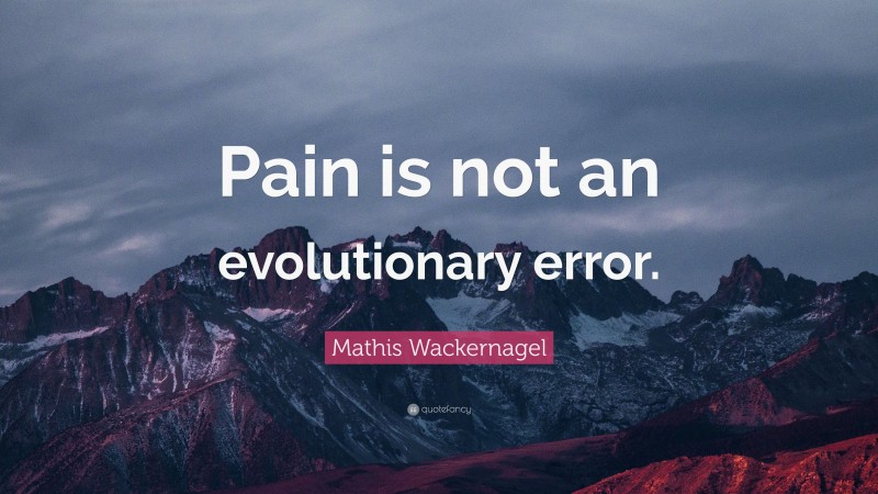 Mathis Wackernagel Quote: “Pain is not an evolutionary error.”