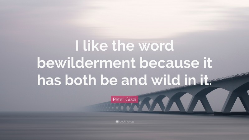 Peter Gizzi Quote: “I like the word bewilderment because it has both be and wild in it.”
