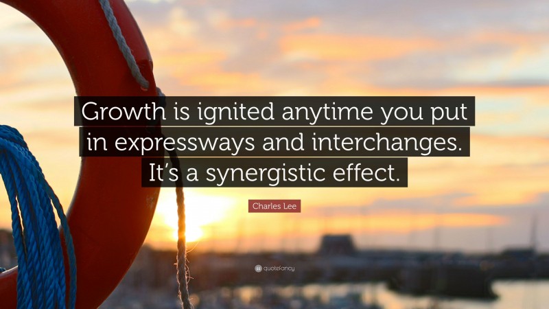 Charles Lee Quote: “Growth is ignited anytime you put in expressways and interchanges. It’s a synergistic effect.”