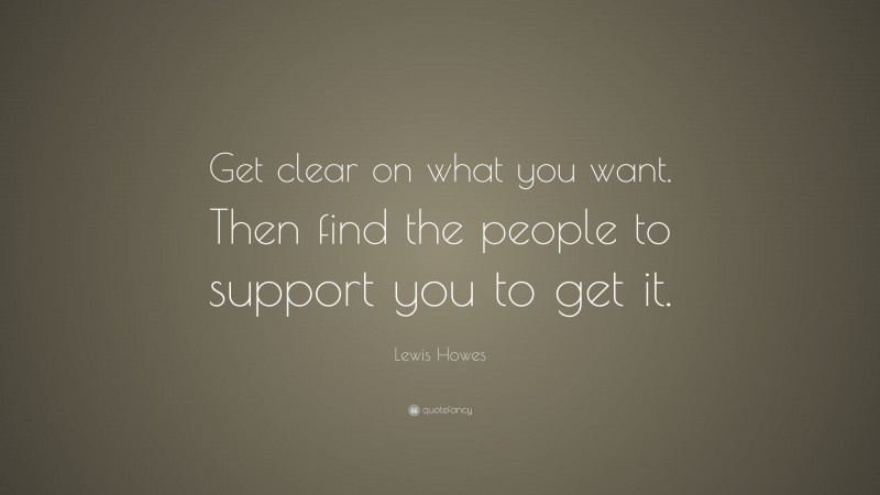 Lewis Howes Quote: “Get clear on what you want. Then find the people to support you to get it.”
