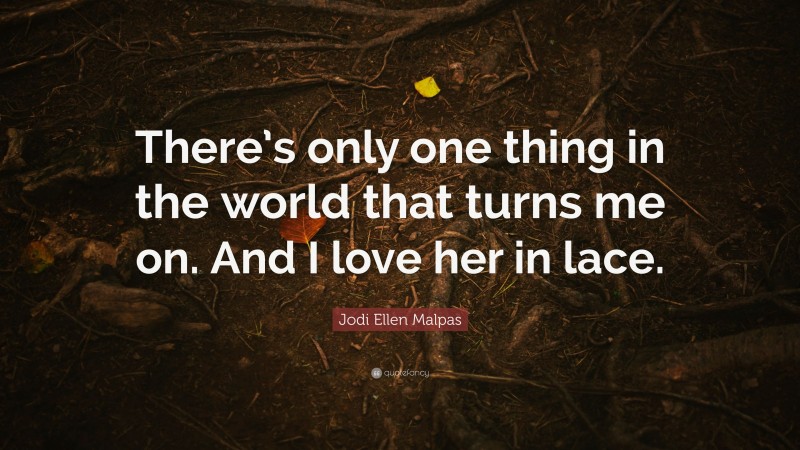 Jodi Ellen Malpas Quote: “There’s only one thing in the world that turns me on. And I love her in lace.”