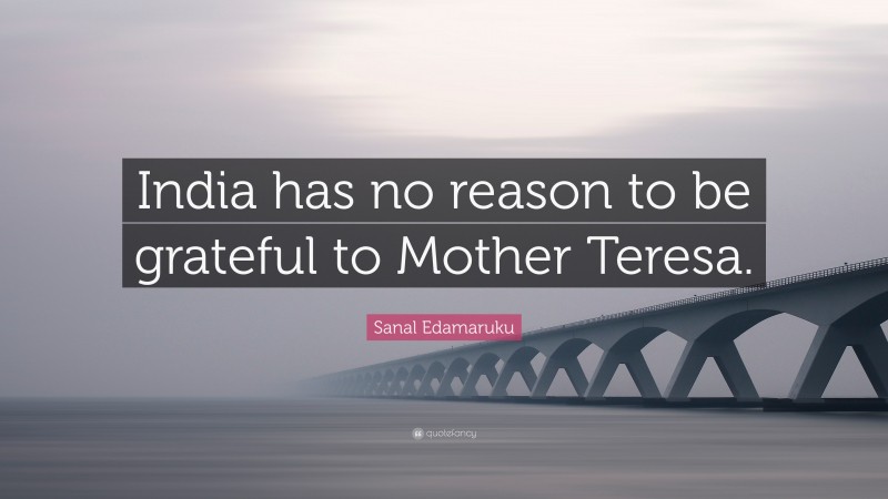 Sanal Edamaruku Quote: “India has no reason to be grateful to Mother Teresa.”