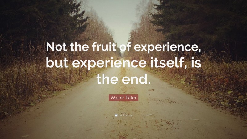 Walter Pater Quote: “Not the fruit of experience, but experience itself, is the end.”