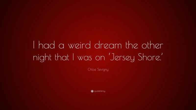 Chloe Sevigny Quote: “I had a weird dream the other night that I was on ‘Jersey Shore.’”