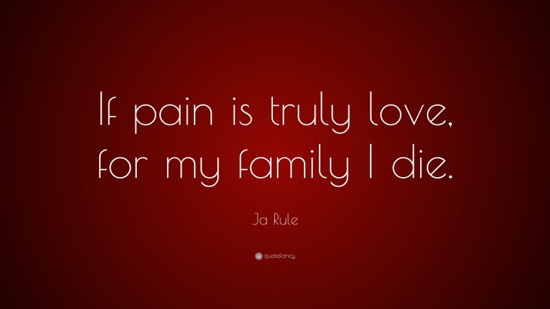 Ja Rule Quote: “If pain is truly love, for my family I die.”