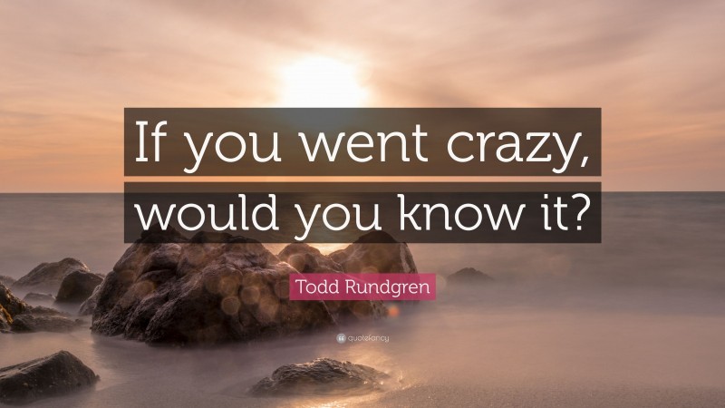 Todd Rundgren Quote: “If you went crazy, would you know it?”