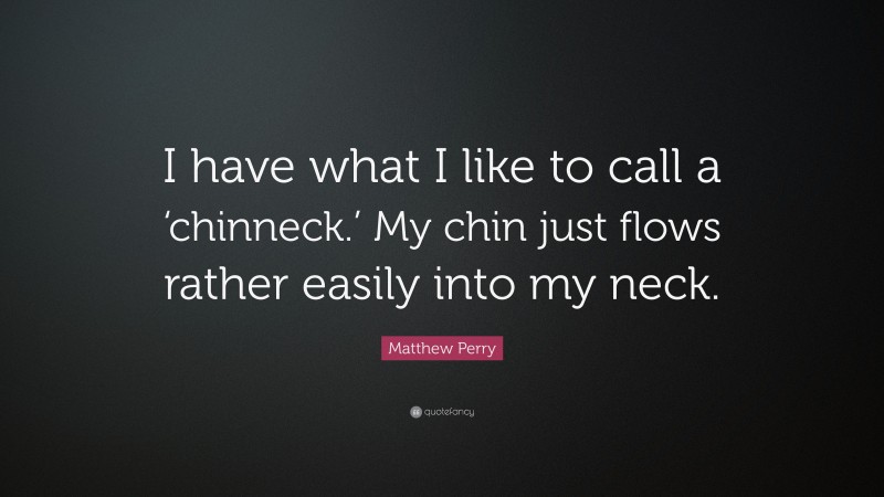 Matthew Perry Quote: “I have what I like to call a ‘chinneck.’ My chin just flows rather easily into my neck.”