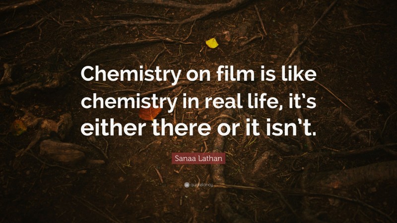 Sanaa Lathan Quote: “Chemistry on film is like chemistry in real life, it’s either there or it isn’t.”