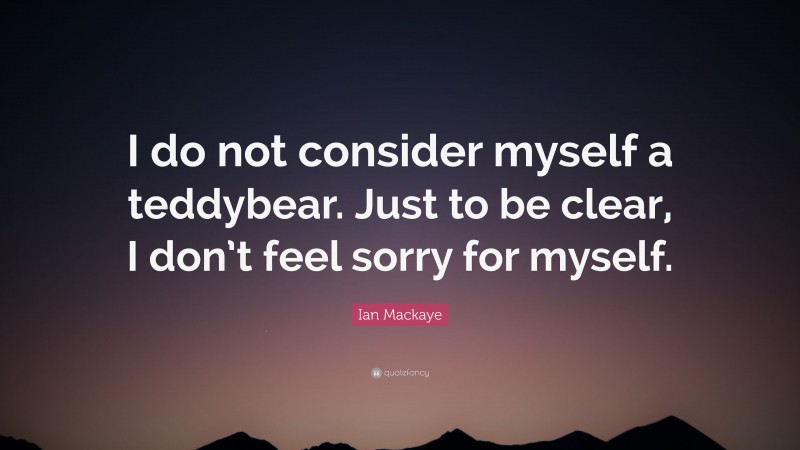 Ian Mackaye Quote: “I do not consider myself a teddybear. Just to be clear, I don’t feel sorry for myself.”