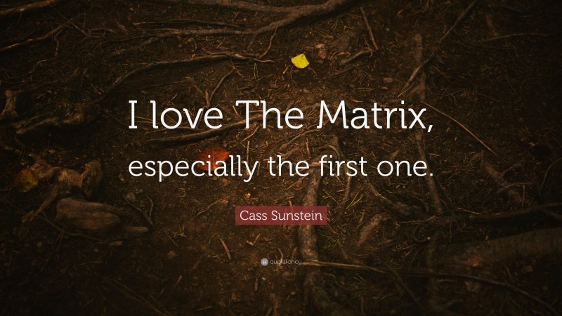 Cass Sunstein Quote: “I love The Matrix, especially the first one.”
