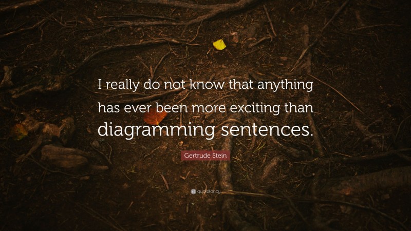 Gertrude Stein Quote: “I really do not know that anything has ever been more exciting than diagramming sentences.”