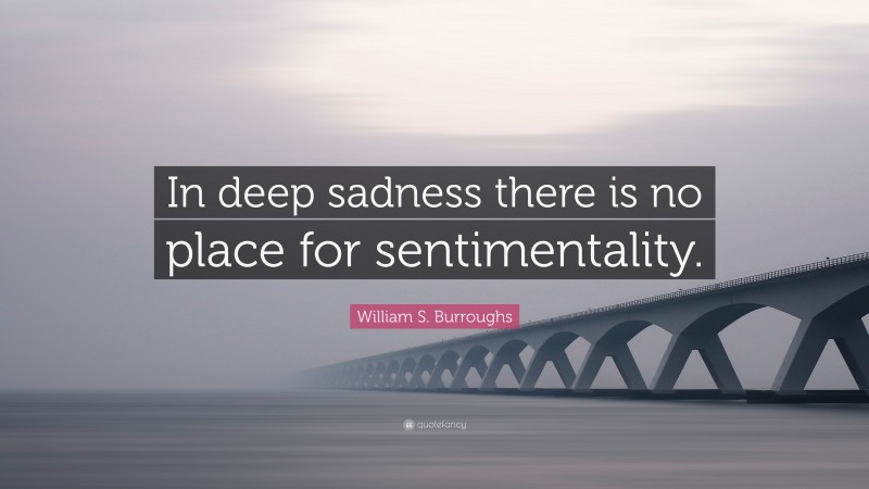 William S. Burroughs Quote: “In deep sadness there is no place for sentimentality.”