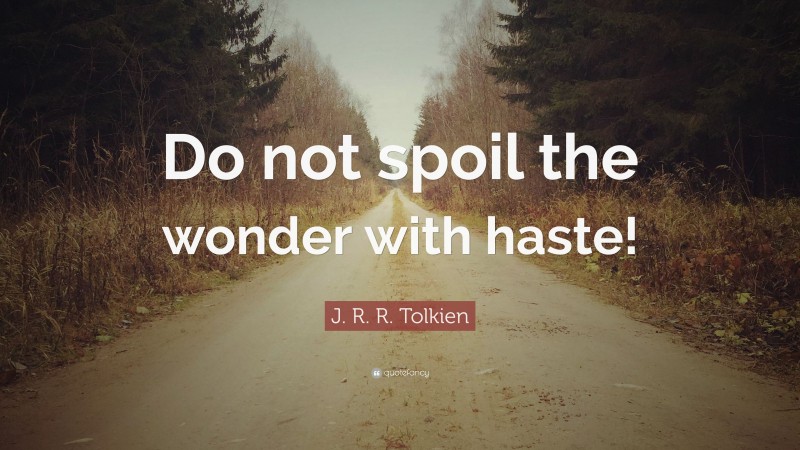 J. R. R. Tolkien Quote: “Do not spoil the wonder with haste!”