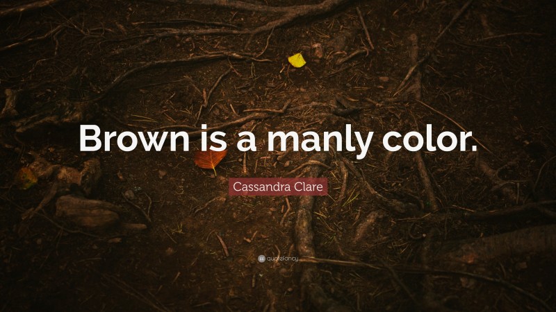 Cassandra Clare Quote: “Brown is a manly color.”