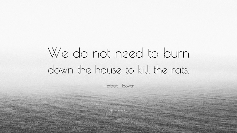 Herbert Hoover Quote: “We do not need to burn down the house to kill the rats.”