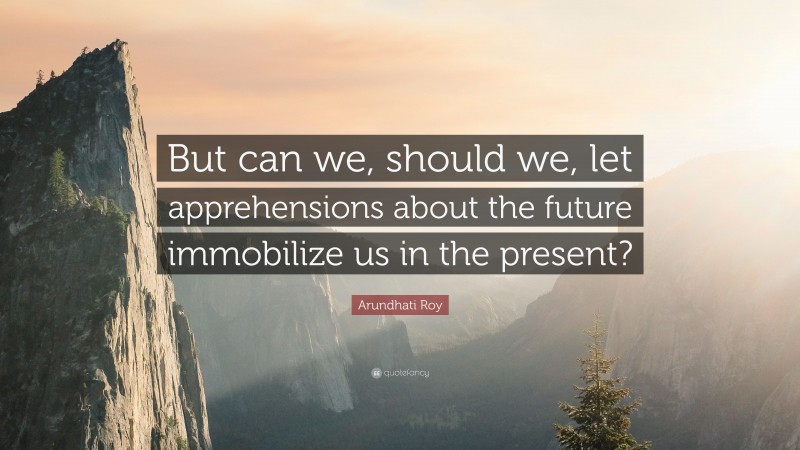 Arundhati Roy Quote: “But can we, should we, let apprehensions about the future immobilize us in the present?”