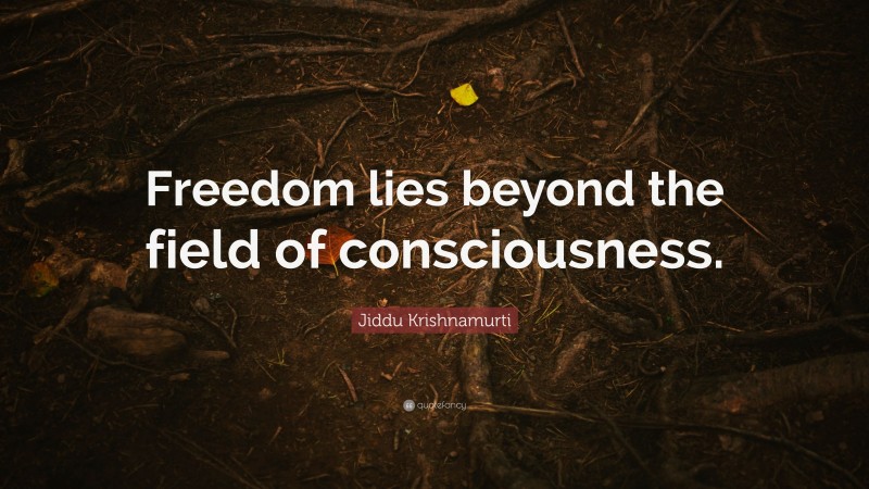 Jiddu Krishnamurti Quote: “Freedom lies beyond the field of consciousness.”
