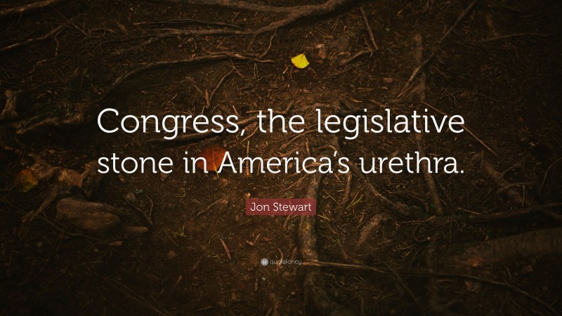 Jon Stewart Quote: “Congress, the legislative stone in America’s urethra.”