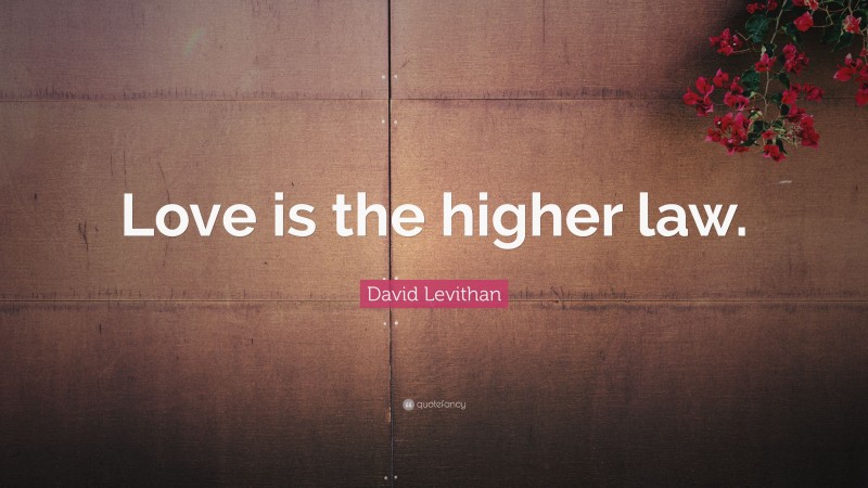 David Levithan Quote: “Love is the higher law.”
