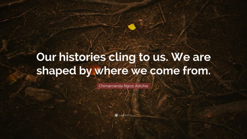 Chimamanda Ngozi Adichie Quote: “Our histories cling to us. We are shaped by where we come from.”