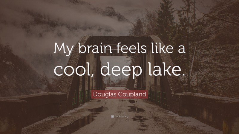 Douglas Coupland Quote: “My brain feels like a cool, deep lake.”