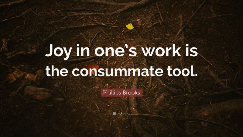 Phillips Brooks Quote: “Joy in one’s work is the consummate tool.”