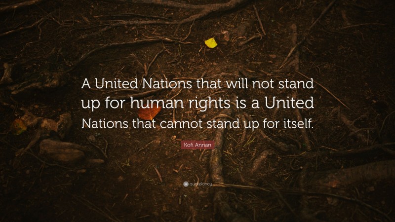 Kofi Annan Quote: “A United Nations that will not stand up for human rights is a United Nations that cannot stand up for itself.”