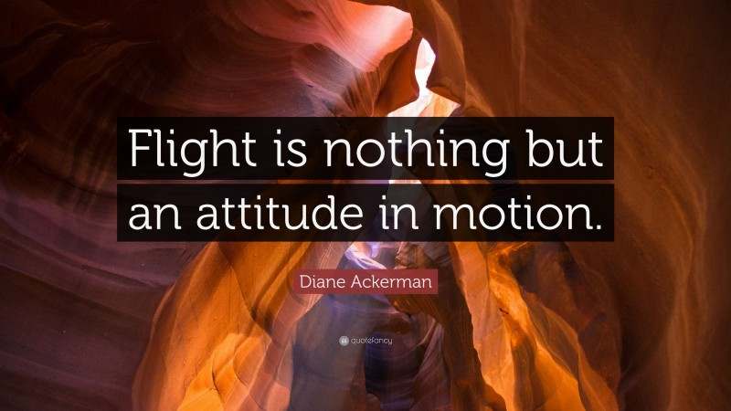 Diane Ackerman Quote: “Flight is nothing but an attitude in motion.”