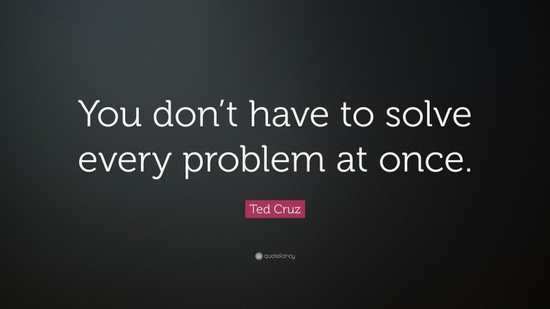 Ted Cruz Quote: “You don’t have to solve every problem at once.”