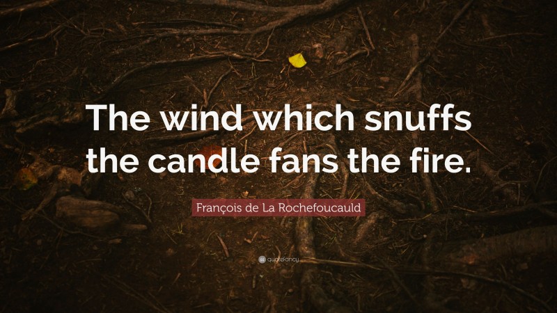 François de La Rochefoucauld Quote: “The wind which snuffs the candle fans the fire.”