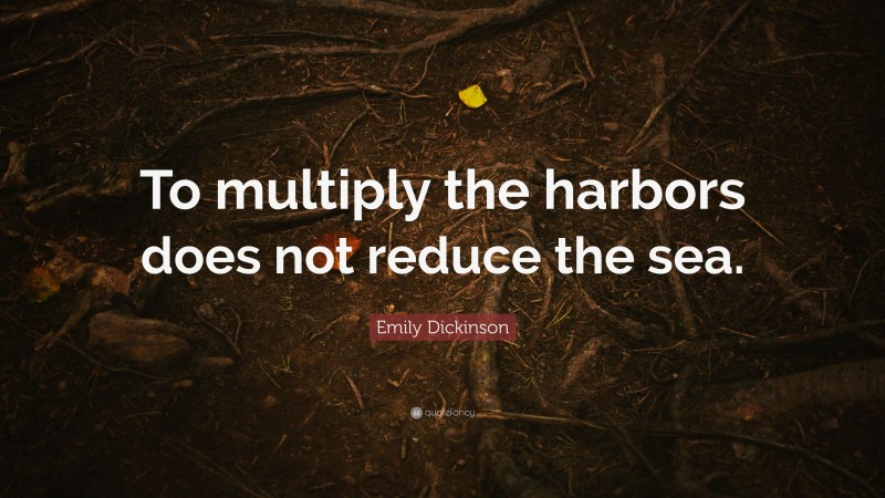 Emily Dickinson Quote: “To multiply the harbors does not reduce the sea.”