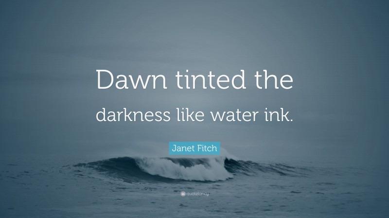 Janet Fitch Quote: “Dawn tinted the darkness like water ink.”