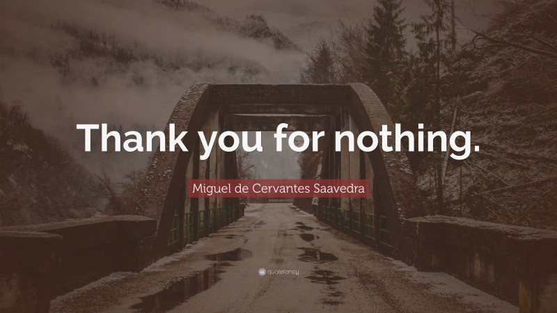 Miguel de Cervantes Saavedra Quote: “Thank you for nothing.”