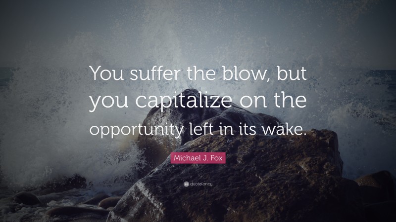 Michael J. Fox Quote: “You suffer the blow, but you capitalize on the opportunity left in its wake.”