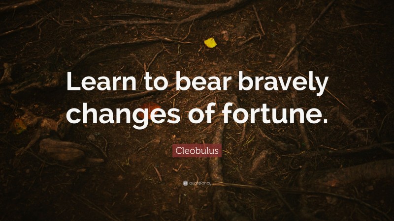 Cleobulus Quote: “Learn to bear bravely changes of fortune.”