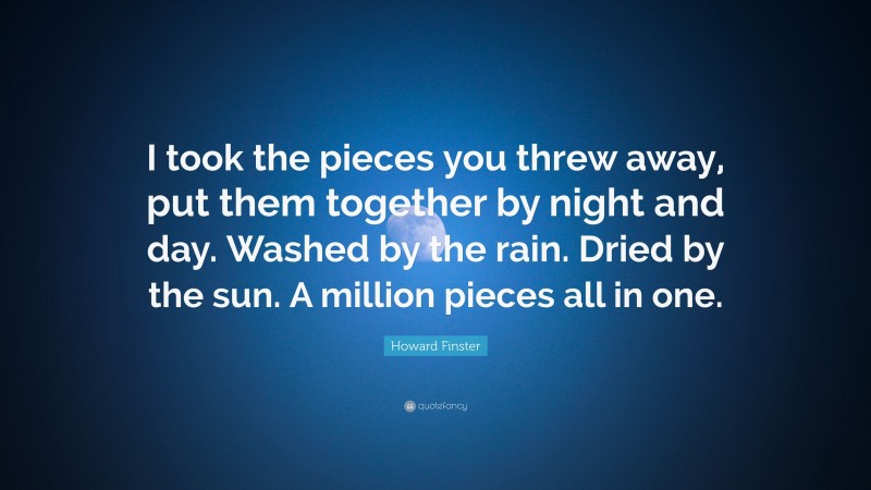 Howard Finster Quote: “I took the pieces you threw away, put them together by night and day. Washed by the rain. Dried by the sun. A million pieces all in one.”