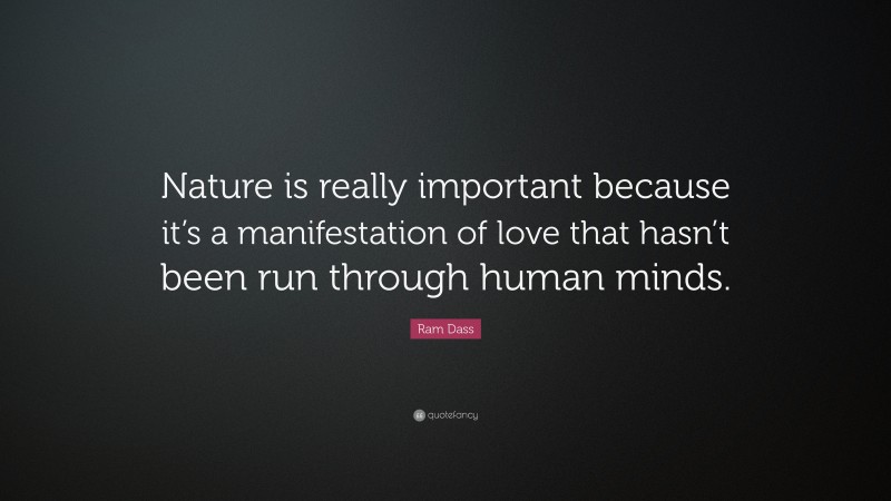 Ram Dass Quote: “Nature is really important because it’s a manifestation of love that hasn’t been run through human minds.”