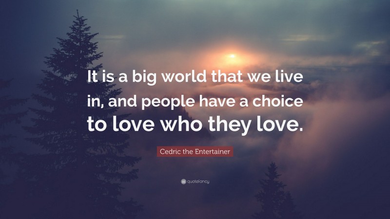 Cedric the Entertainer Quote: “It is a big world that we live in, and people have a choice to love who they love.”