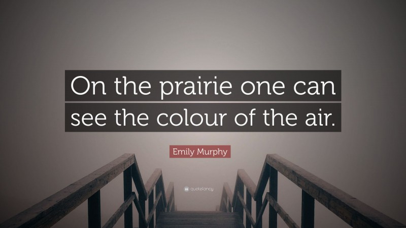 Emily Murphy Quote: “On the prairie one can see the colour of the air.”