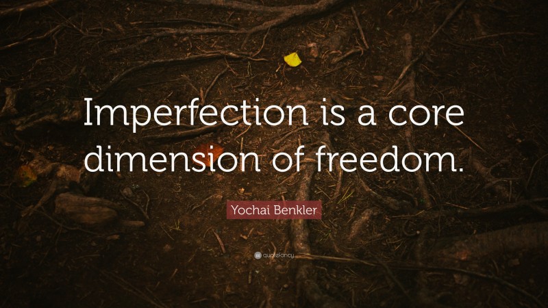 Yochai Benkler Quote: “Imperfection is a core dimension of freedom.”